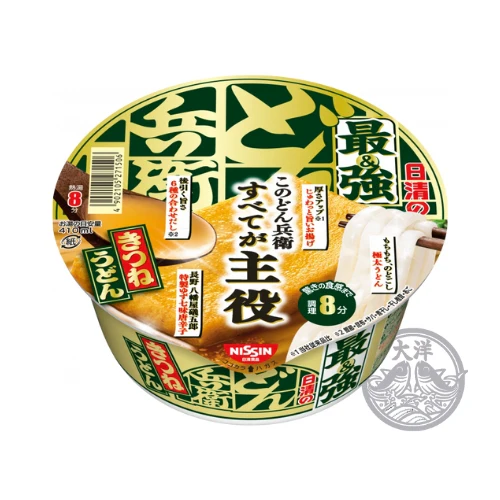 Nissin No Saikyo Donbe Kitsune Udon (Dicke Udon-Cup-Nudeln mit frittiertem Tofu)